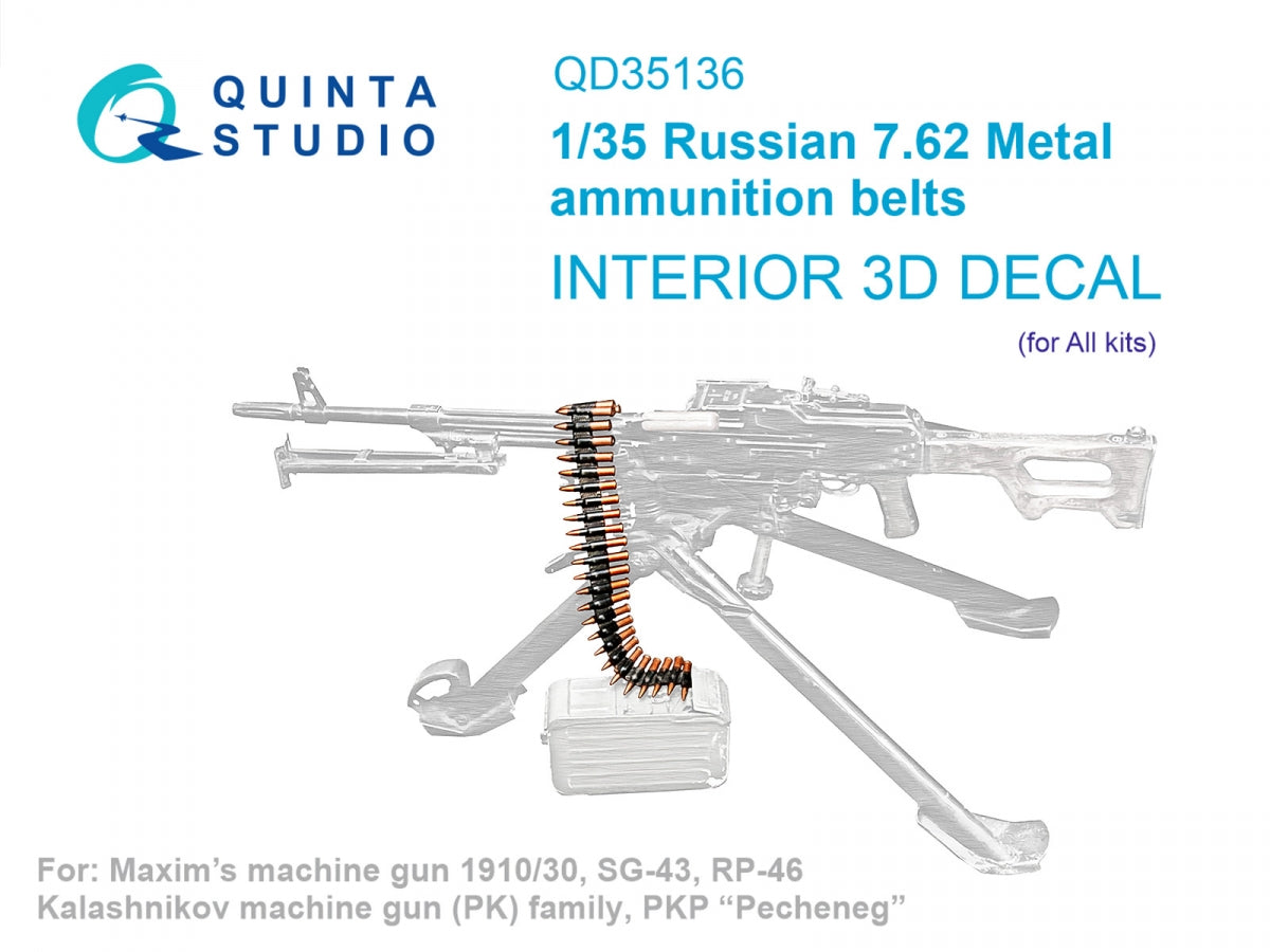 Quinta Studio QD35136 Bandes de munitions métalliques russes de calibre 7,62 (Tous les kits) 1/35