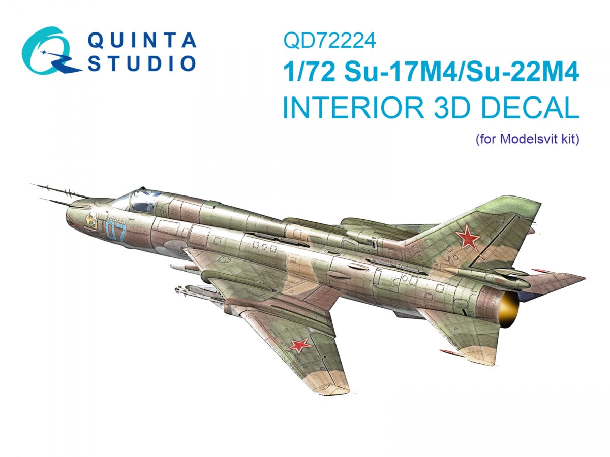 Intérieur imprimé en 3D et coloré sur papier décalcomanie Quinta Studio QD72224 Su-17M4/Su-22M4 (Modelsvit) 1/72