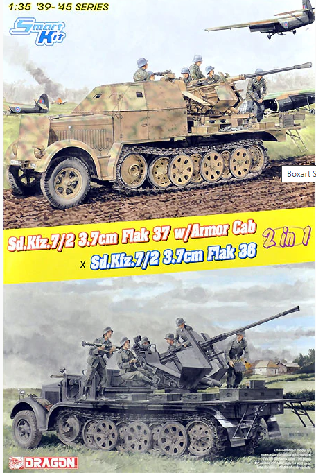 Dragon 6953 Sd.Kfz.7/2 3,7 cm Flak37 avec cabine blindée x Sd.Kfz.7/2 3,7 cm Flak36 (2 en 1) 1/35