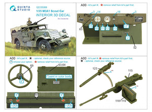 Intérieur imprimé en 3D et coloré sur papier décalcomanie Quinta Studio QD35088 M3A1 Scout (Zvezda) 1/35 – Bild 2