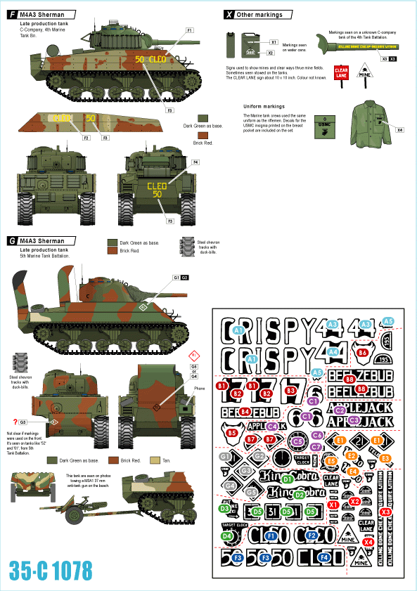 Star Decals 35-C1078 Char d&amp;#39;assaut M4A3 et char lance-flammes 1/35 – image 2
