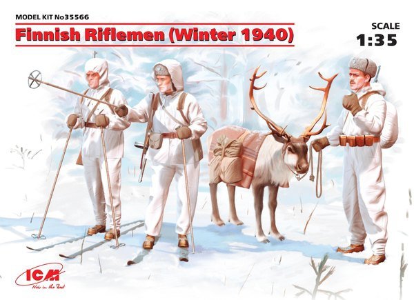 ICM 35566 Fusiliers finlandais (Hiver 1940) (4 figurines - 3 fusiliers, 1 renne)