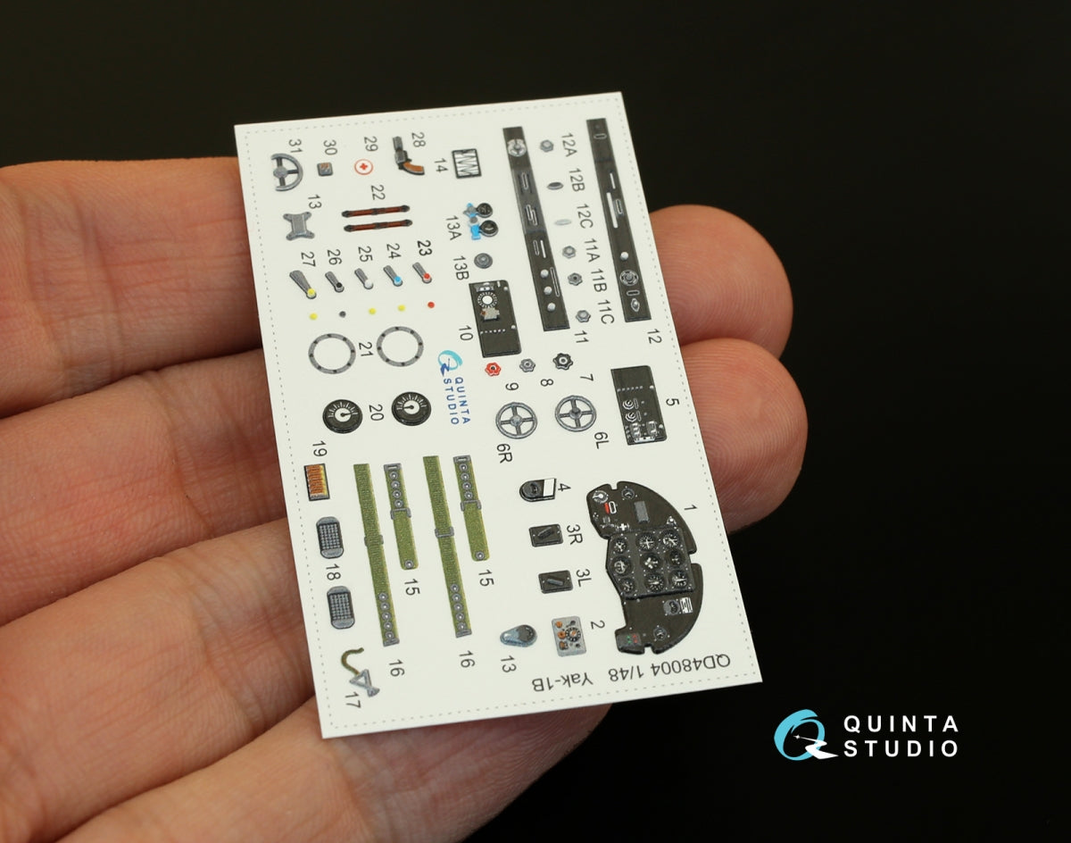 Intérieur imprimé en 3D et coloré sur papier décalcomanie pour le Yak-1B (fin de production) de Quinta Studio QD48004 (compatible avec tous les kits) à l&amp;#39;échelle 1/48.  – image 3
