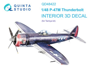 Intérieur coloré imprimé en 3D sur papier décalcomanie Quinta Studio QD48422 P-47M Thunderbolt (Tamiya) 1/48