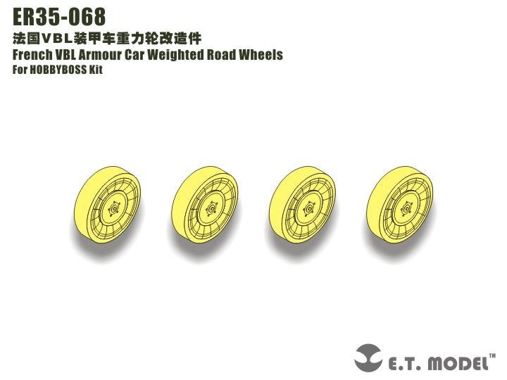 Roues lestées pour voiture blindée française VBL, modèle ET ER35-068, compatible avec HOBBYBOSS 83876, échelle 1/35