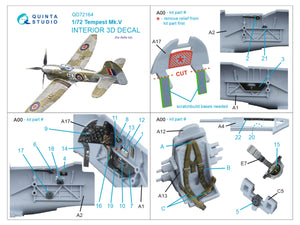 Intérieur coloré imprimé en 3D sur papier décalcomanie Quinta Studio QD72164 Tempest Mk.V (Airfix) 1/72 – image 2
