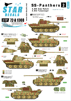 Star Decals 72-A1008 SS-Panthères (2) SS-Das Reich et 3. SS-Totenkopf. 1/72
