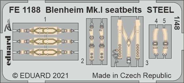 Ceintures de sécurité Eduard FE1188 Blenheim Mk.I STEEL AIRFIX 1/48