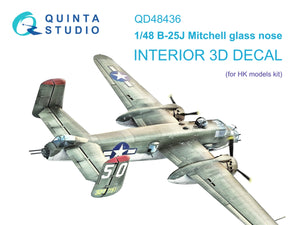 Quinta Studio QD48436 B-25J Mitchell Nez en verre Intérieur coloré imprimé en 3D sur papier décalcomanie (HK models) 1/48