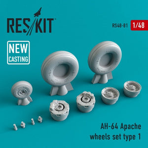 RESKIT RS48-0081 Jeu de roues AH-64 Apache Type 1 1/48