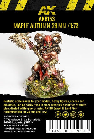 AK Interactive AK8153 FEUILLES D&amp;#39;AUTOMNE D&amp;#39;ÉRABLE 28MM 1/72 – immagine 3