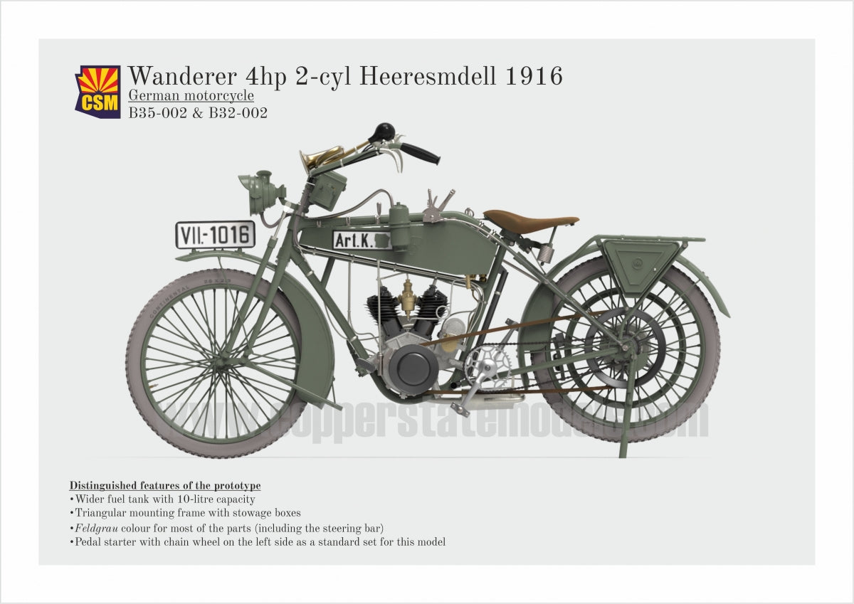 Copper State Models B35-002 Wanderer 4PS 1916 Motorcycle 1/35 – zdjęcie 5