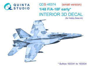 Intérieur imprimé en 3D et coloré sur papier décalcomanie Quinta Studio QDS-48374 F/A-18F (version initiale) (petite version) 1/48