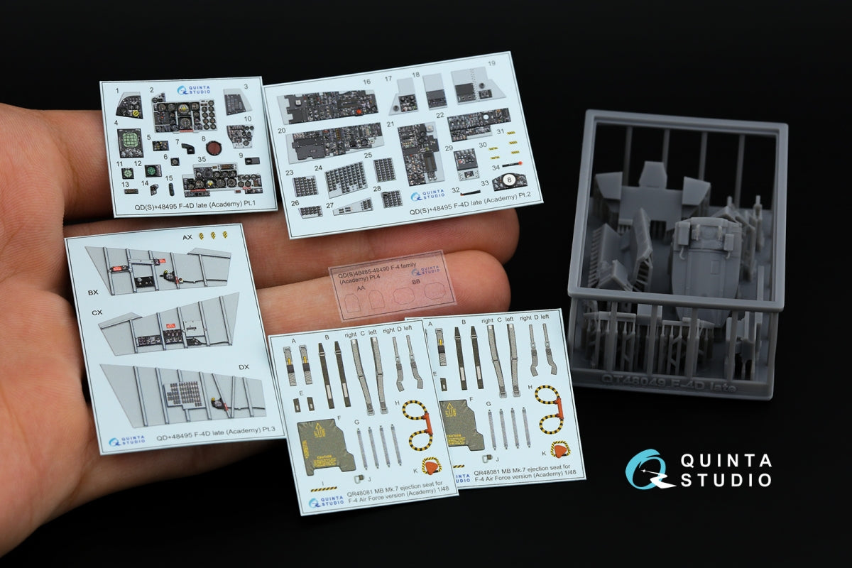 Intérieur imprimé en 3D et coloré sur papier décalcomanie (Academy) pour F-4D Phantom II tardif de Quinta Studio QD+48495 (avec pièces en résine imprimées en 3D) à l&amp;#39;échelle 1/48 – image 2