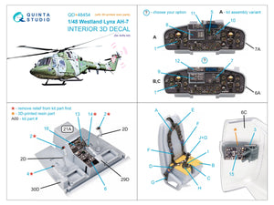 Quinta Studio QD+48454 Lynx AH-7 Intérieur imprimé en 3D et coloré sur papier décalcomanie (Airfix) (avec pièces en résine imprimées en 3D) 1/48 – image 2