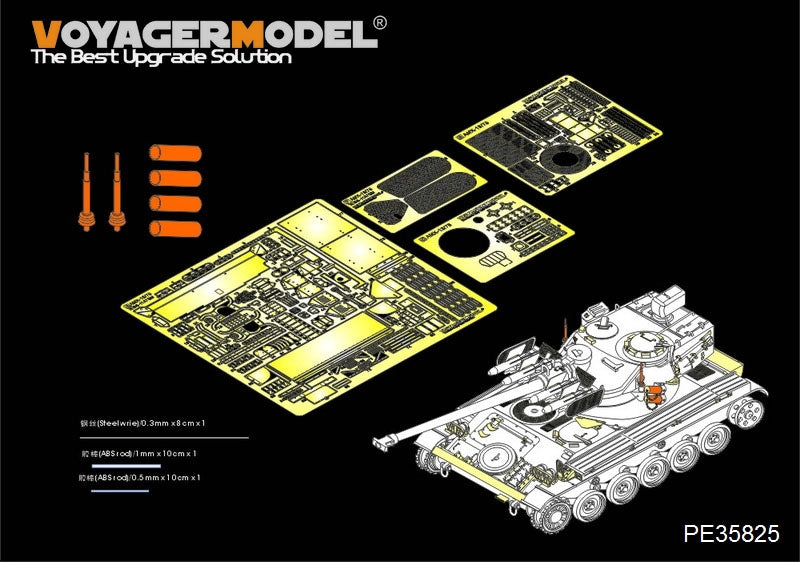 Maquette Voyager PE35825 AMX-13/75 français moderne avec missile antichar SS-11 (réservoir léger, lance-fumigènes et embase d'antenne inclus) pour TAKOM 2038 au 1/35