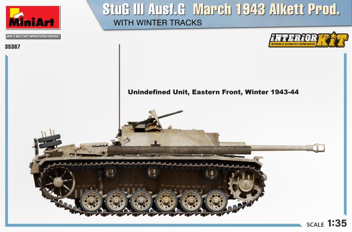 Mini Art 35367 StuG III Ausf. G Mars 1943 Alkett Prod. AVEC CHENILLES D&amp;#39;HIVER. KIT INTÉRIEUR 1/35 – image 5