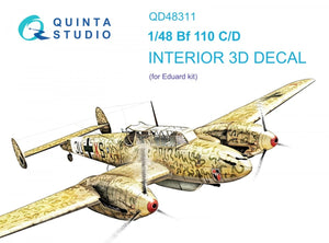 Intérieur imprimé en 3D et coloré sur papier décalcomanie Quinta Studio QD48311 Bf 110C/D (Eduard) 1/48