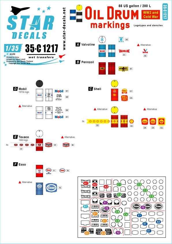 Star Decals 35-C1217 Marquages ​​pour fûts d'huile 1/35