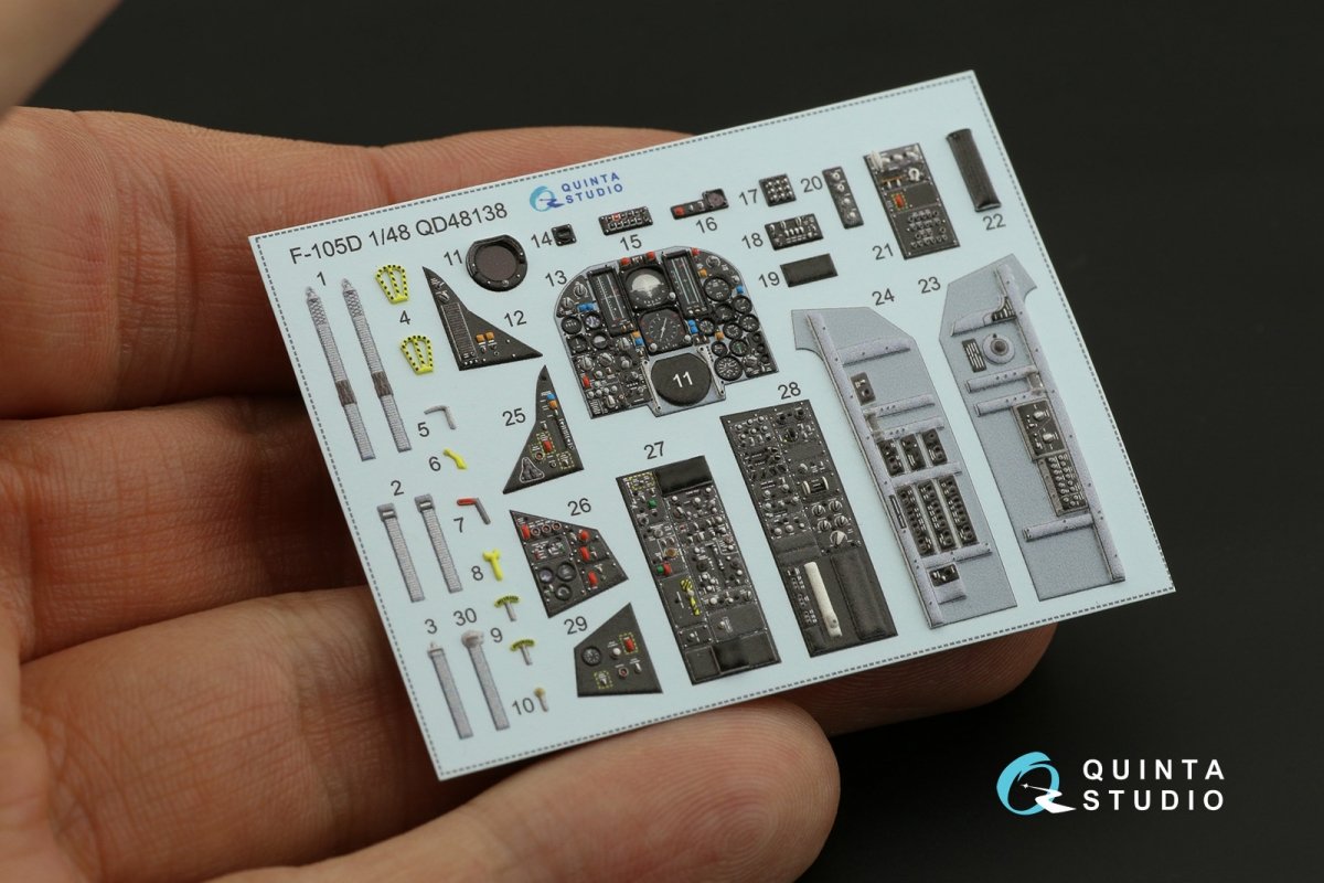 Intérieur imprimé en 3D et coloré sur papier décalcomanie Quinta Studio QD48138 F-105D (pour kit HobbyBoss) 1/48 – Bild 2
