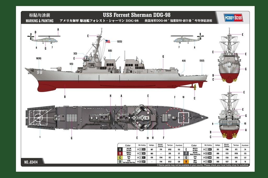 Hobby Boss 83414 USS Forrest Sherman DDG-98 1/700 – image 4