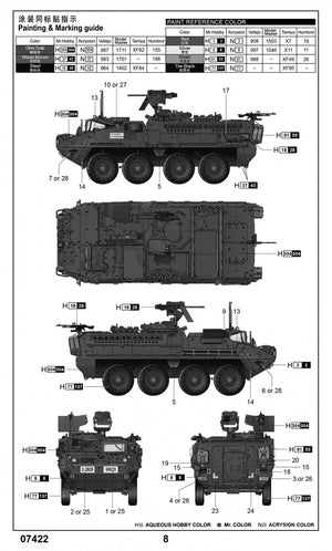 Trumpeter 07422 M1127 Stryker Véhicule de reconnaissance RV 1/72 – Bild 4