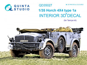 Intérieur imprimé en 3D et coloré sur papier décalcomanie Quinta Studio QD35027 Horch 4X4 type 1a (pour kit Tamiya) 1/35