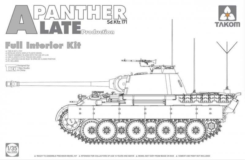 Takom 2099 Panther Ausf. A, production tardive (intérieur complet), échelle 1/35