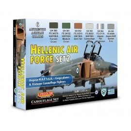 Coffret de peinture acrylique Lifecolor XS16, motif Armée de l'air hellénique, lot de 2 (6 x 22 ml).