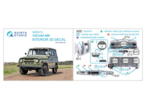Quinta Studio QD35115 UAZ-469 Intérieur imprimé en 3D et coloré sur papier décalque (Zvezda) 1/35 – image 2