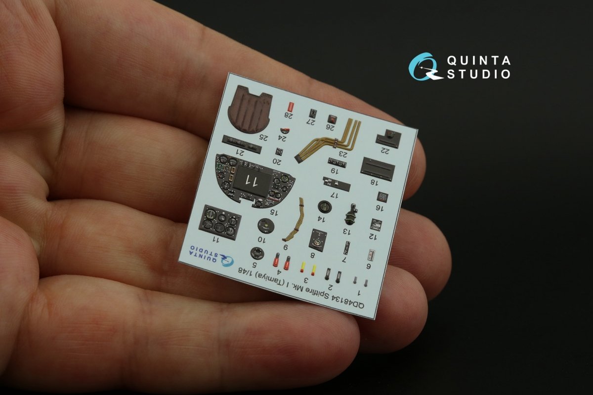 Intérieur imprimé en 3D et coloré sur papier décalcomanie Quinta Studio QD48134 Spitfire Mk.I (Tamiya) 1/48 – imagen 6