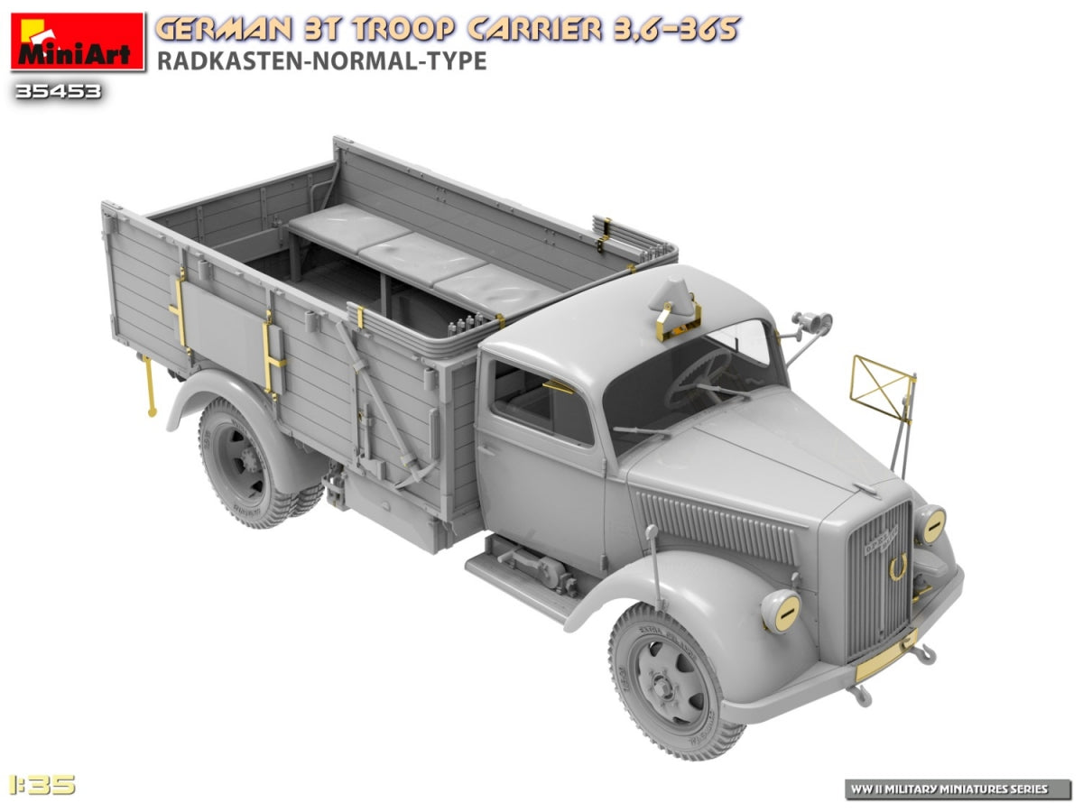 Miniart 35453 Transport de troupes allemand de 3 tonnes 3.6-36S Radkasten-Normal-Type 1/35 – imagen 13