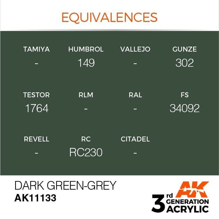 AK Interactive AK11133 VERT FONCÉ-GRIS – STANDARD 17 ml – imagen 3