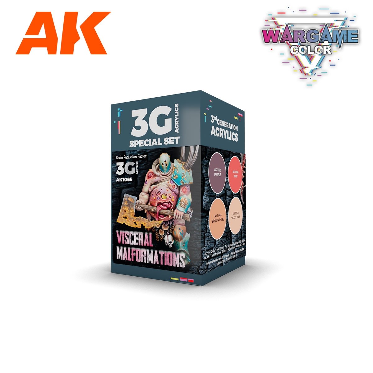 AK Interactive AK1065 WARGAME COLOR SET. MALFORMATIONS VISCÉRALES. 4 x 17 ml