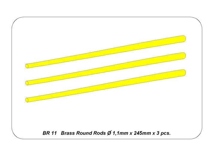 Aber BR11 Pręty mosiężne fi 1,1mm długość 245mm x 3 szt. / Brass round rods fi 1,1mm length 245mm x 3 pcs. – zdjęcie 4
