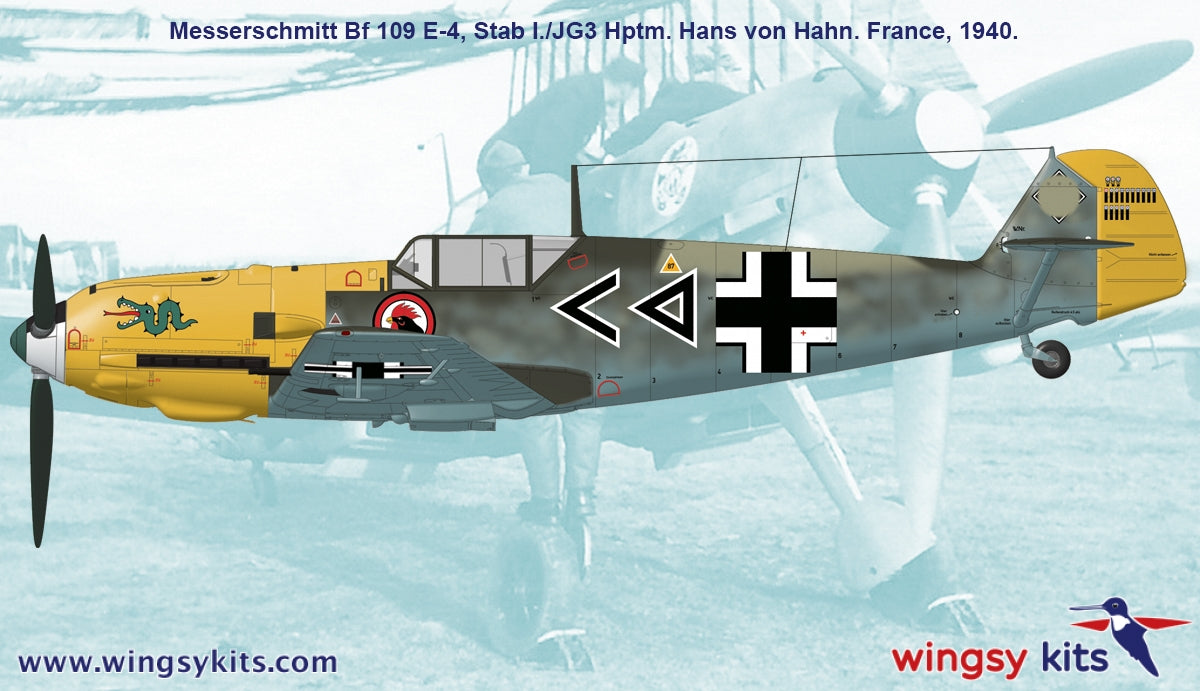 Maquette Wingsy D5-10 Chasseur allemand de la Seconde Guerre mondiale MESSERSCHMITT Bf 109 E-4 1/48 – immagine 3