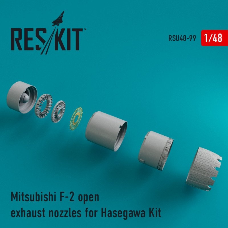 RESKIT RSU48-0099 Tuyères d&amp;#39;échappement ouvertes Mitsubishi F-2 pour maquette Hasegawa au 1/48