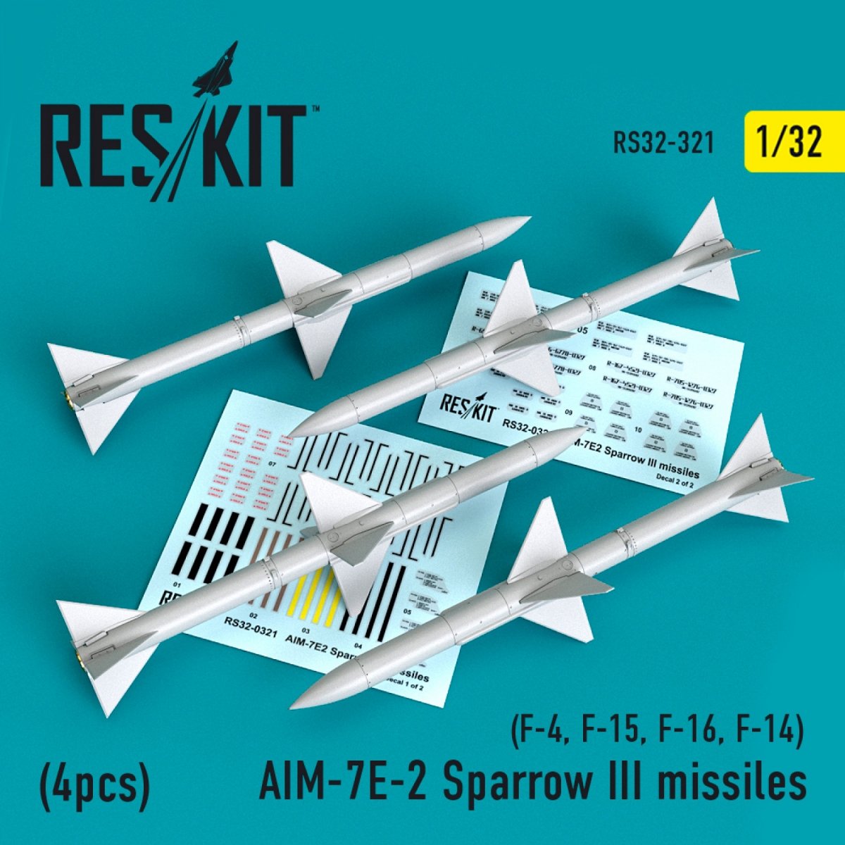 RESKIT RS32-0321 MISSILES AIM-7E-2 SPARROW III (4 PIÈCES) 1/32