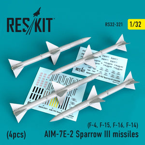 RESKIT RS32-0321 MISSILES AIM-7E-2 SPARROW III (4 PIÈCES) 1/32