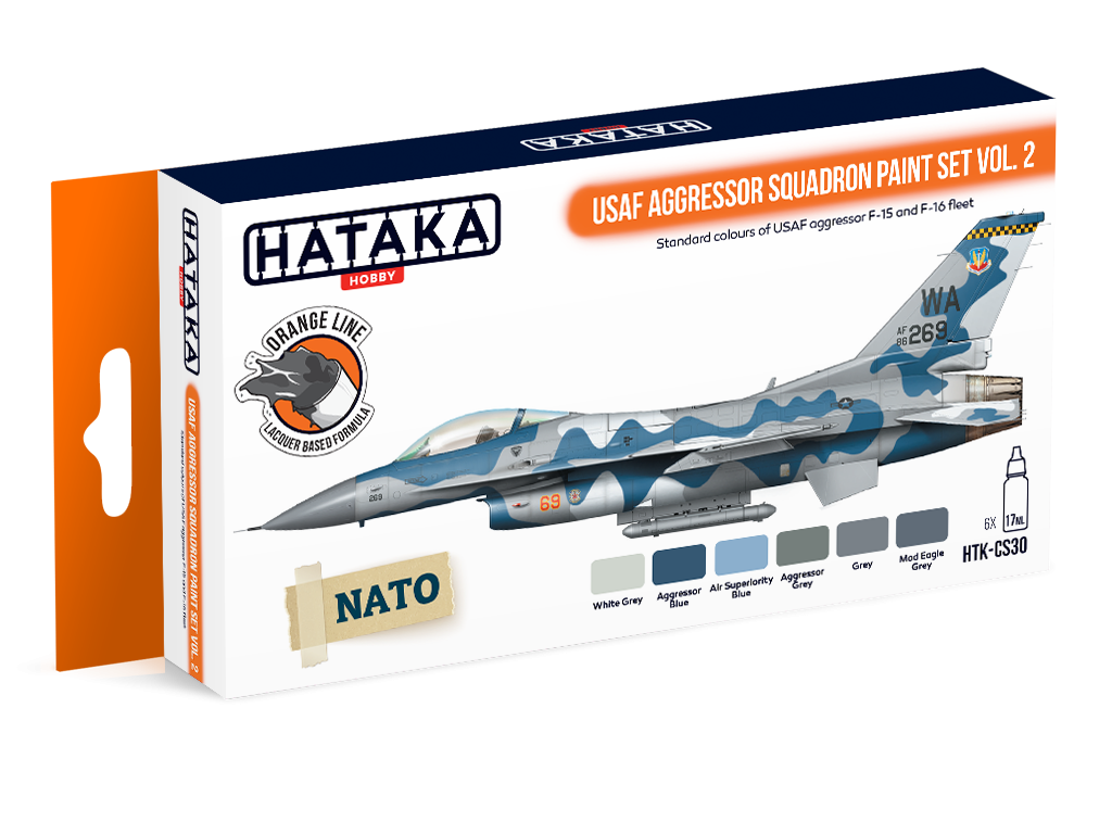 Hataka HTK-CS30 ORANGE LINE – Coffret de peinture USAF Aggressor Squadron vol. 2 (6x17ml)