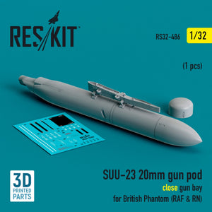 RESKIT RS32-0486 SUU-23 Nacelle de canon de 20 mm (baie de canon fermée) pour Phantom britannique (RAF et RN) (1 pièce) (Impression 3D) 1/32 – immagine 2
