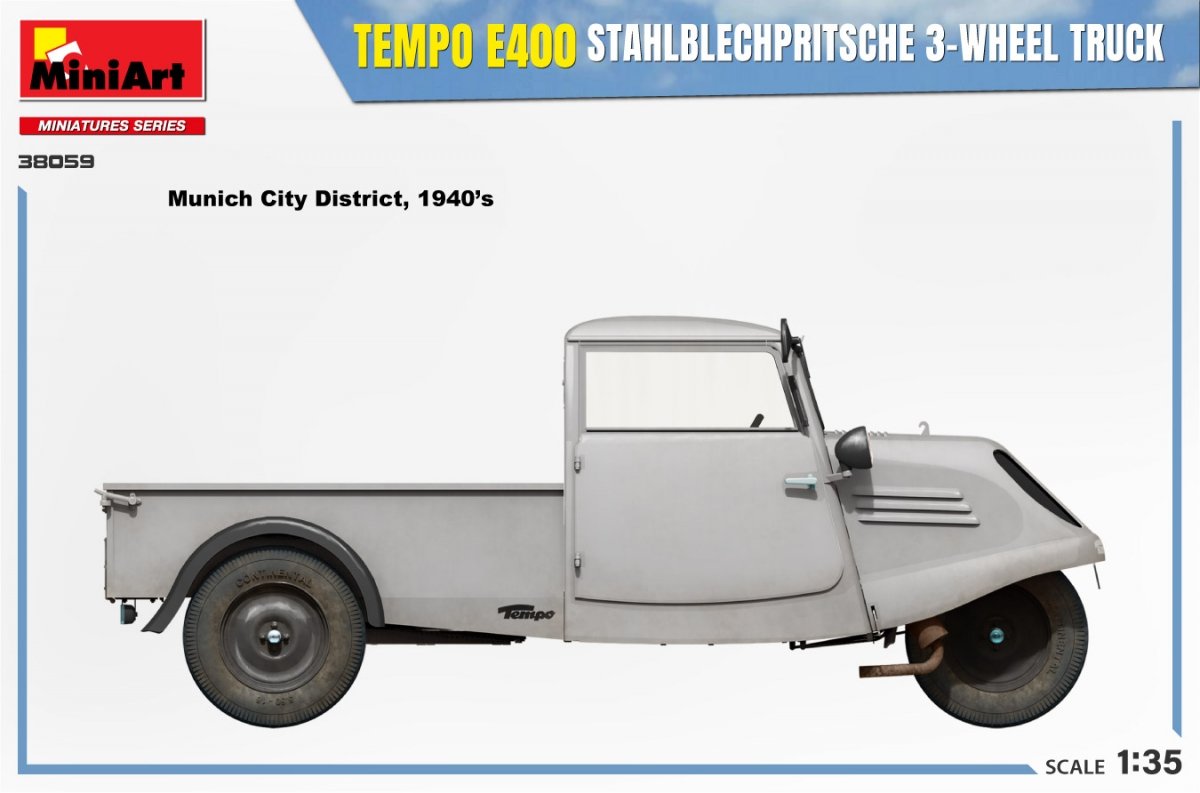 MiniArt 38059 TEMPO E400 STAHLBLECHPRITSCHE CAMION 3 ROUES 1/35 – imagen 7
