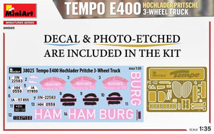 MiniArt 38025 TEMPO E400 HOCHLADER PRITSCHE CAMION 3 ROUES 1/35 – Bild 9