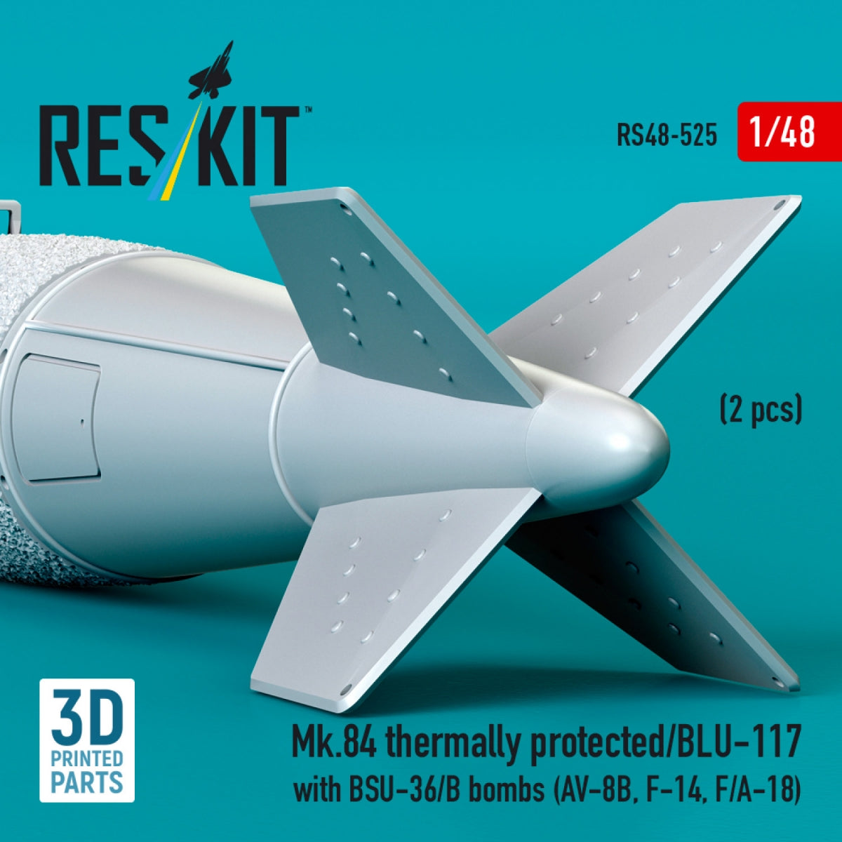 RESKIT RS48-0525 Mk.84 à protection thermique/BLU-117 avec bombes BSU-36/B (2 pièces) (Impression 3D) 1/48 – image 3