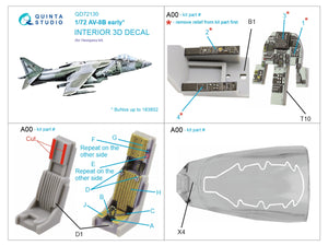 Intérieur coloré imprimé en 3D sur papier décalcomanie pour AV-8B (Hasegawa), modèle QD72130 de Quinta Studio (échelle 1/72). – image 2