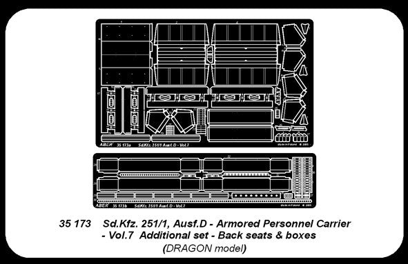Aber 35173 Sd.Kfz. 251/1 Ausf.D. partie 7 sièges arrière et compartiments de rangement (DRA) (1/35) – imagen 2