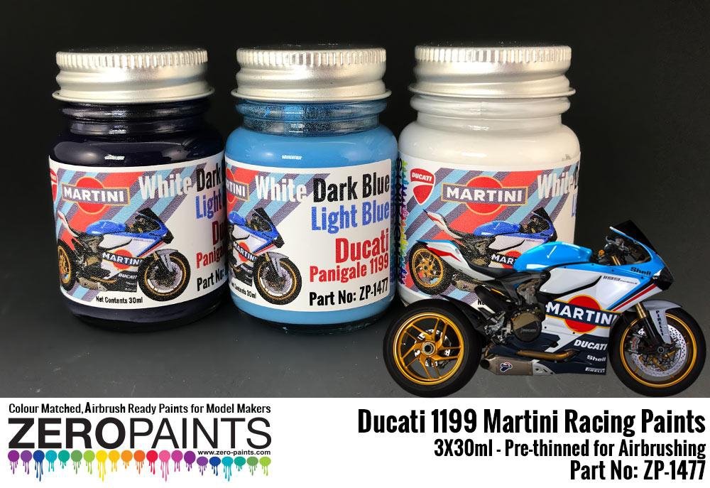 Peintures Zero Paints ZP-1477 Ducati 1199 Martini Racing, 3 x 30 ml
