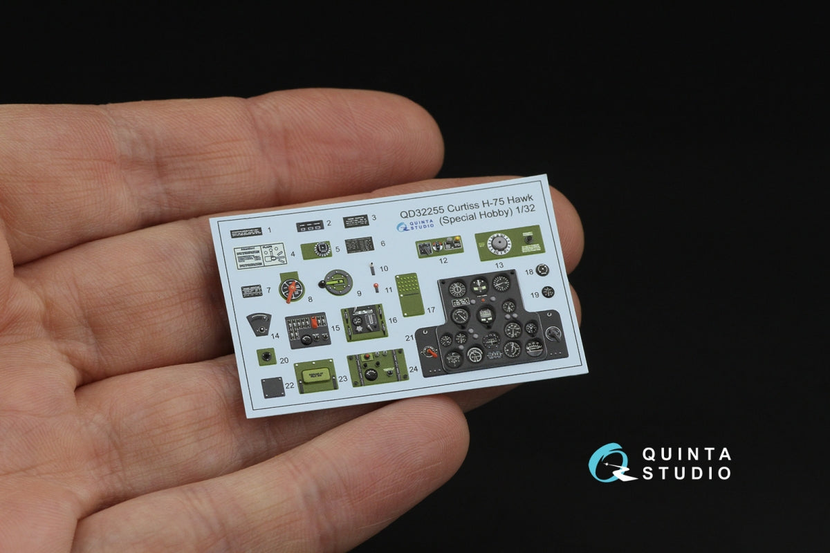Intérieur imprimé en 3D et coloré sur papier décalcomanie Quinta Studio QD32255 Curtiss H-75 Hawk (Special Hobby) 1/32 – image 6