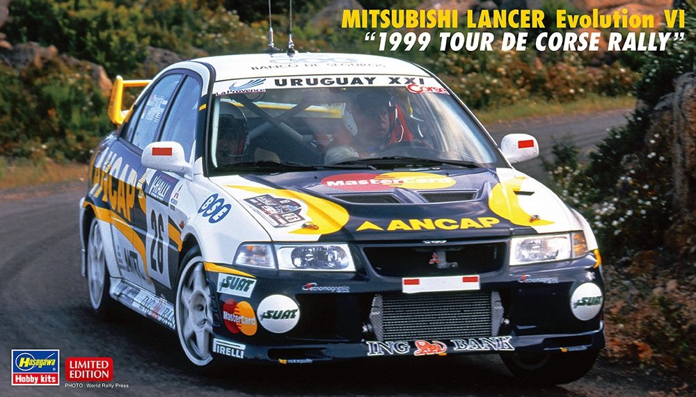 Hasegawa 20608 Mitsubishi Lancer Evolution VI Rallye Tour de Corse 1999, échelle 1/24
