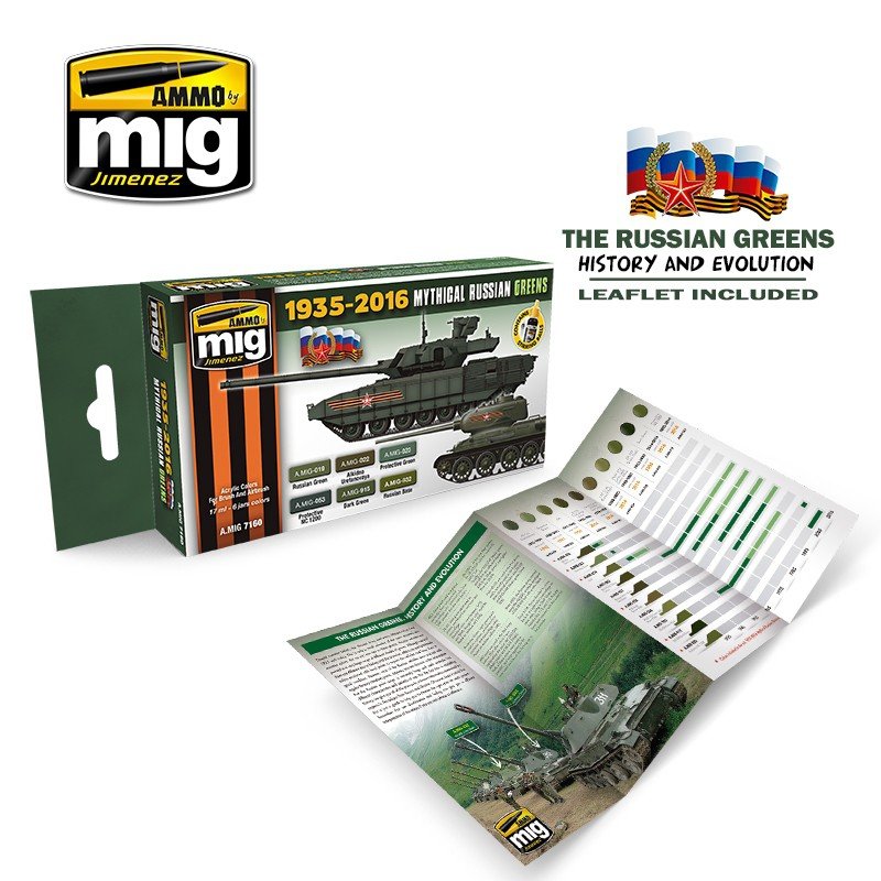 Munitions Mig 7160 Couleurs Vertes Russes Mythiques 1935-2016 6x17ml